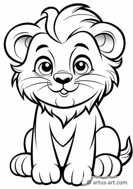 Página para colorear de león para niños